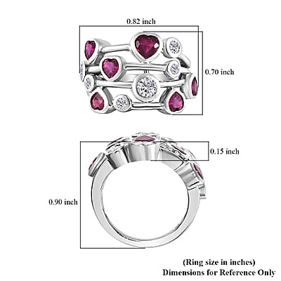 Niassa Ruby (FF) and Moissanite Ring in Platinum Over Sterling Silver (Size 8.0) 3.15 ctw