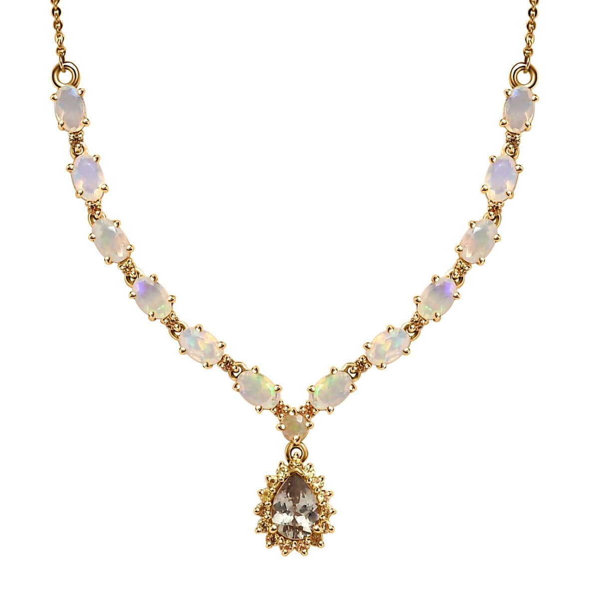 AAA Turkizite and Multi Gemstone Necklace 18-20 Inches in Vermeil Yellow Gold Over Sterling Silver 3.20 ctw image number 0