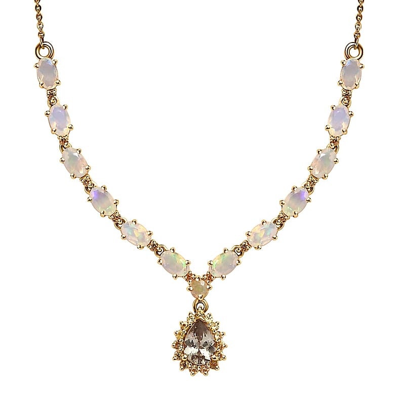 AAA Turkizite and Multi Gemstone 3.20 ctw Necklace 18-20 Inches in Vermeil Yellow Gold Over Sterling Silver