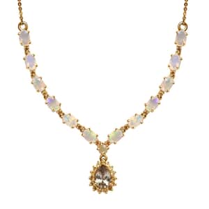 AAA Turkizite and Multi Gemstone Necklace 18 Inches in Vermeil Yellow Gold Over Sterling Silver 3.20 ctw