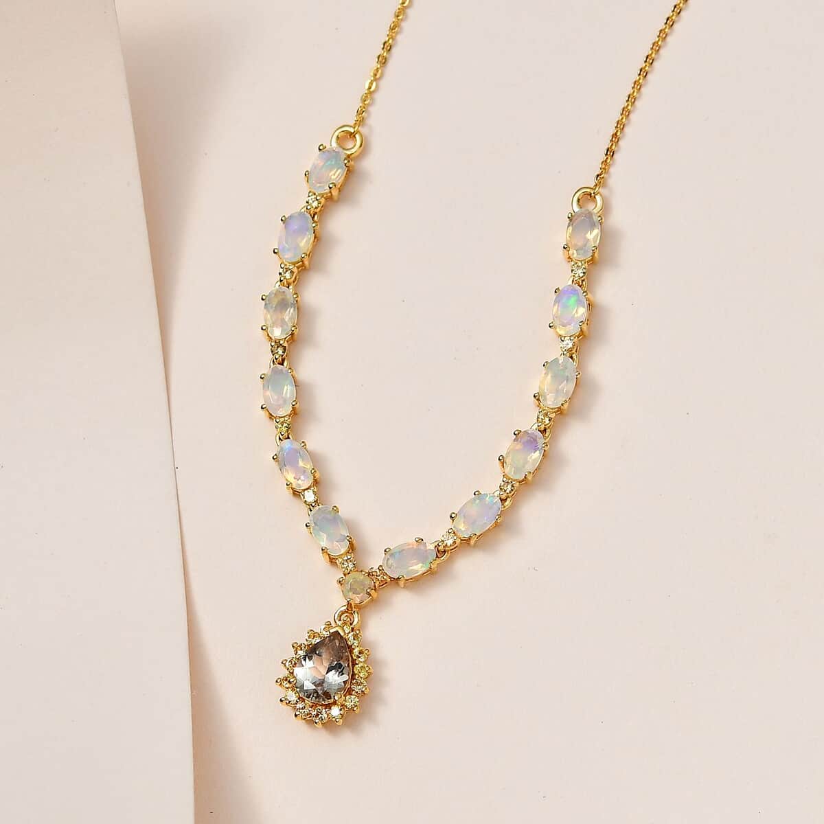 AAA Turkizite and Multi Gemstone Necklace 18-20 Inches in Vermeil Yellow Gold Over Sterling Silver 3.20 ctw image number 1