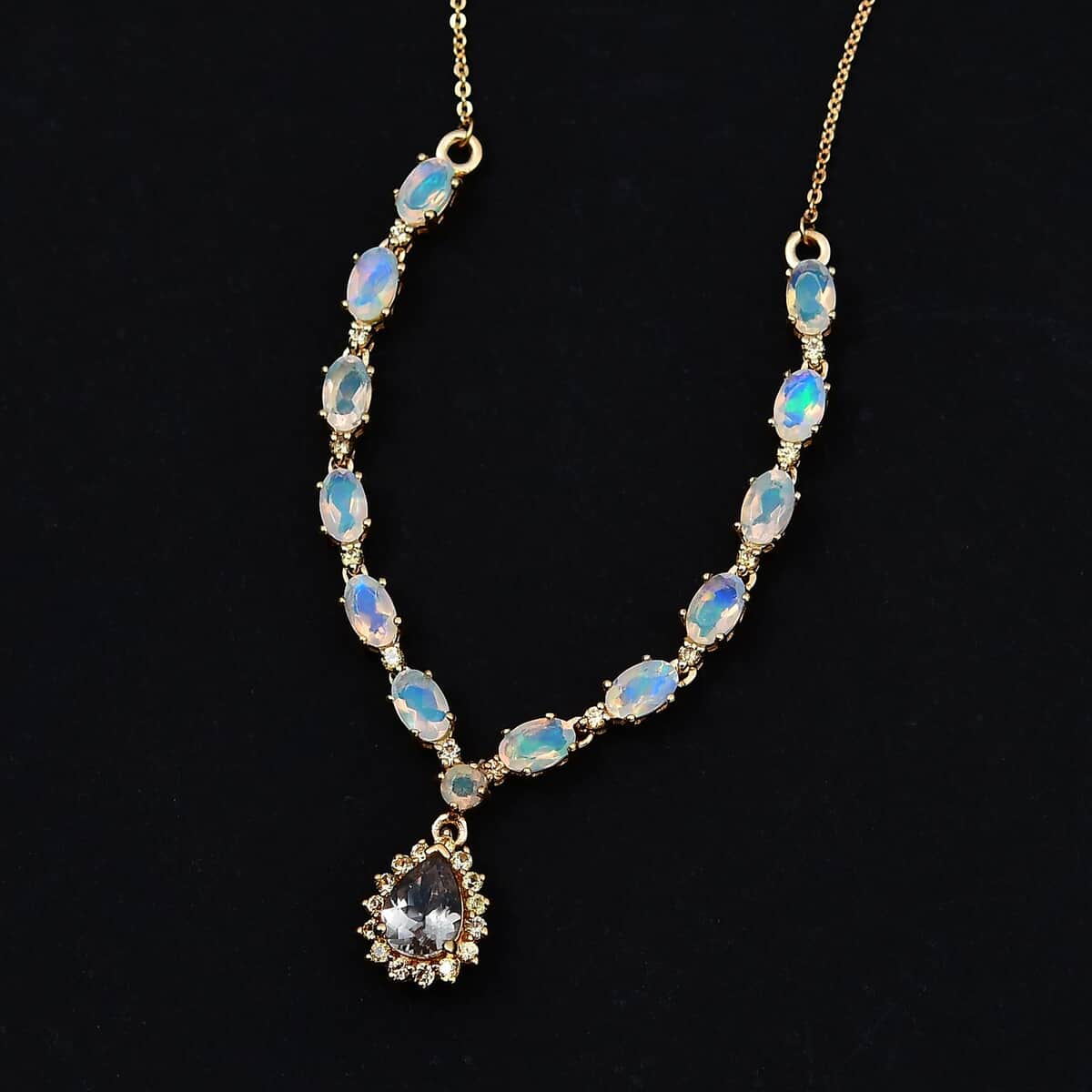 AAA Turkizite and Multi Gemstone Necklace 18-20 Inches in Vermeil Yellow Gold Over Sterling Silver 3.20 ctw image number 2