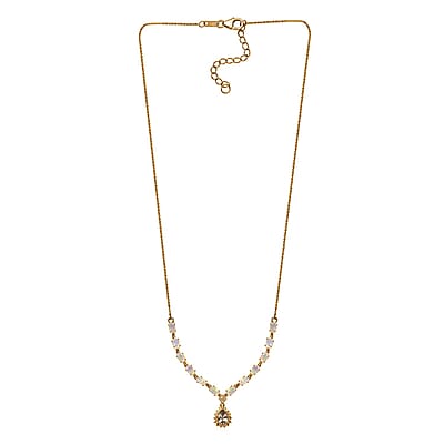 AAA Turkizite and Multi Gemstone 3.20 ctw Necklace 18-20 Inches in Vermeil Yellow Gold Over Sterling Silver