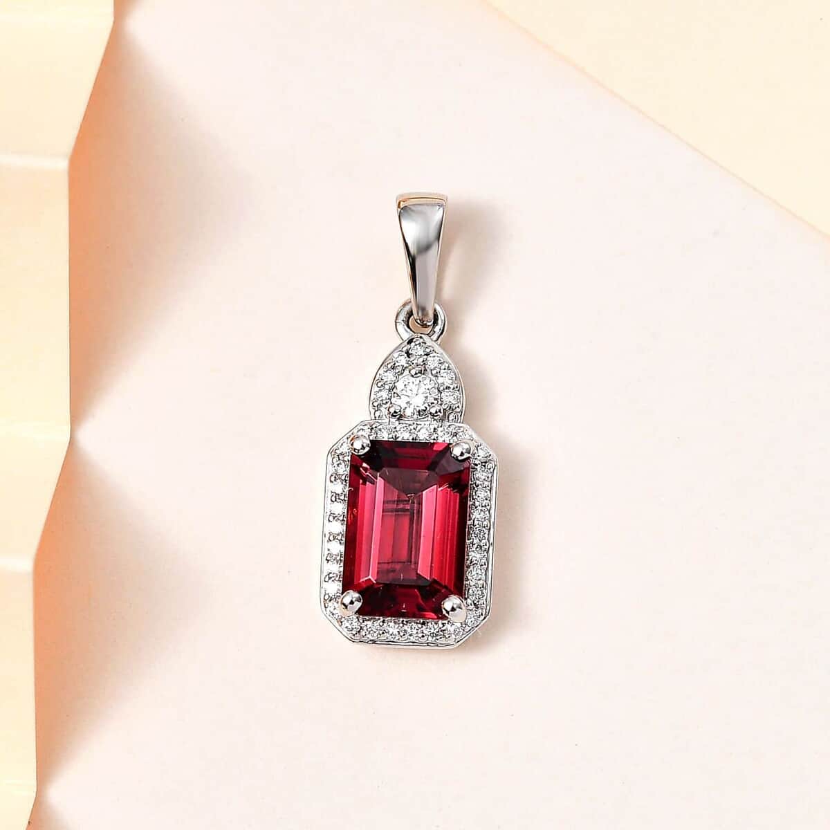 Rhapsody 950 Platinum AAAA Ouro Fino Rubellite and E-F VS Diamond Pendant 2.40 ctw image number 1