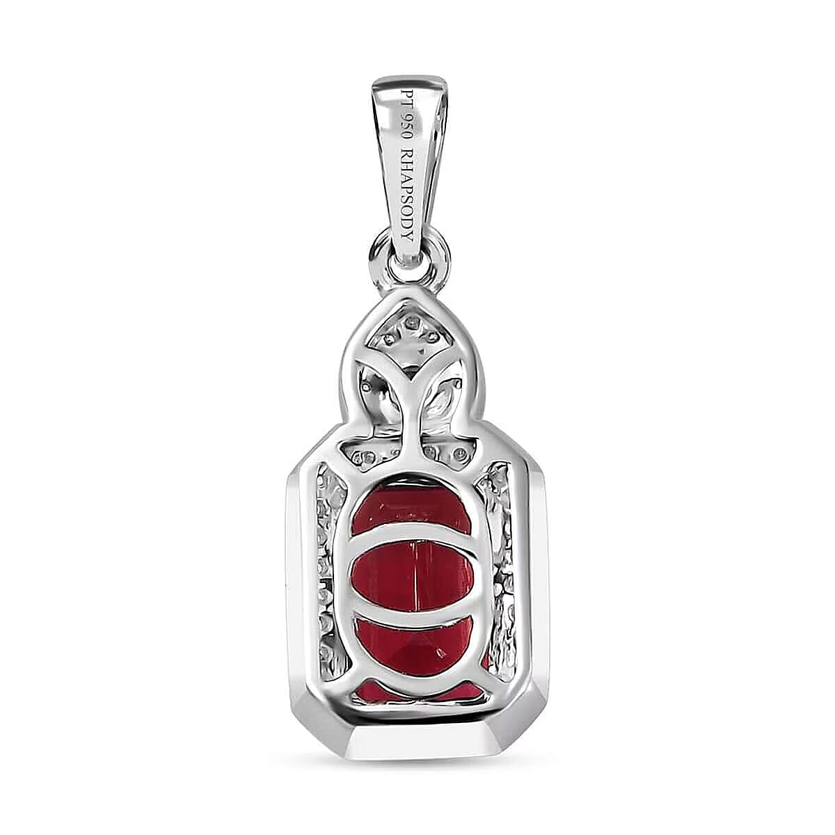 Rhapsody 950 Platinum AAAA Ouro Fino Rubellite and E-F VS Diamond Pendant without Chain 2.40 ctw image number 6
