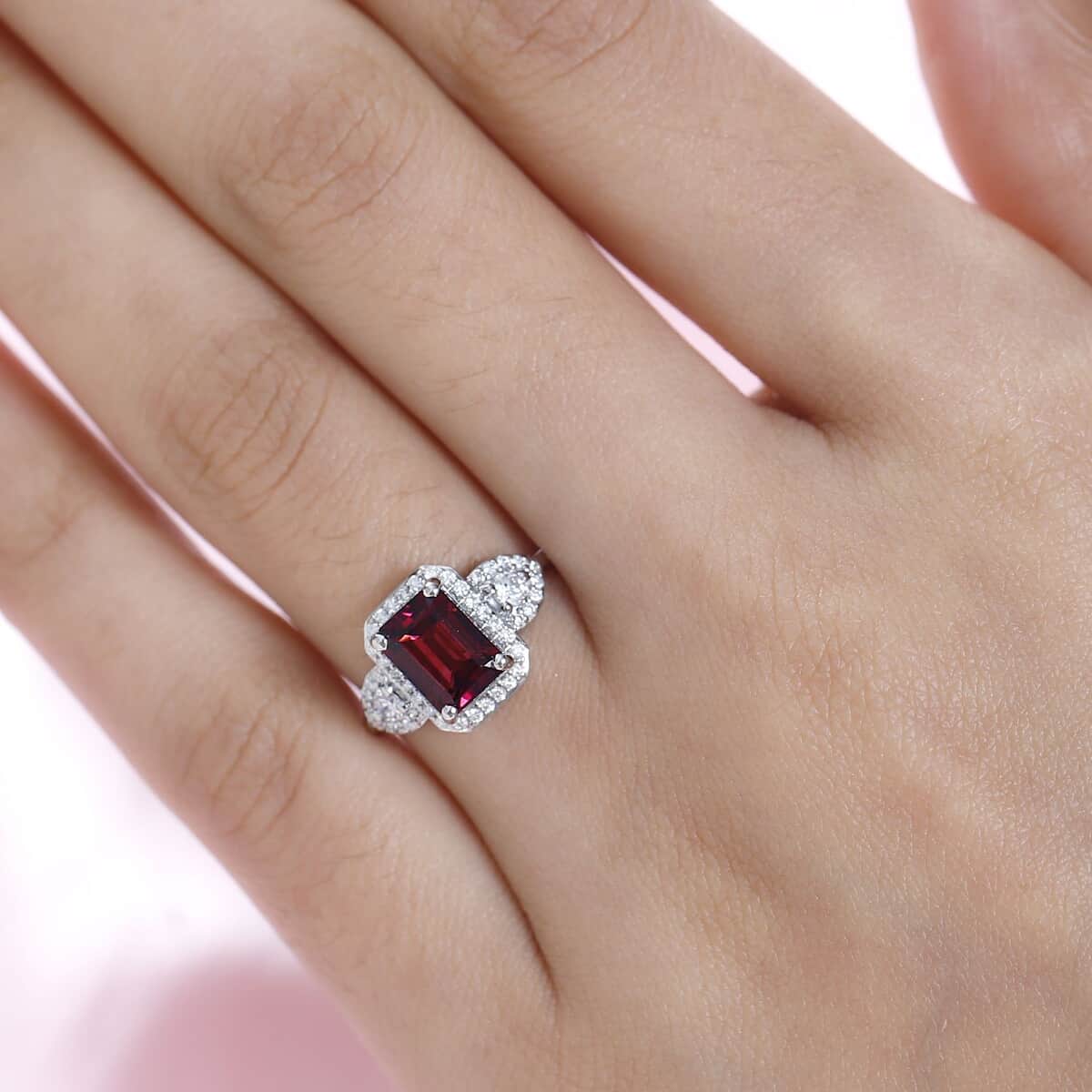 Rhapsody 950 Platinum AAAA Ouro Fino Rubellite, Diamond (E-F, VS) Ring (0.35 cts) (Size 6.0) (6.30 g) 2.65 ctw image number 2