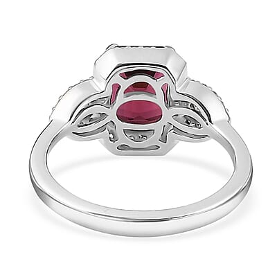 Rhapsody 950 Platinum AAAA Ouro Fino Rubellite and E-F VS Diamond Ring (0.35 cts) (Size 6.0) 6.30 Grams 2.65 ctw