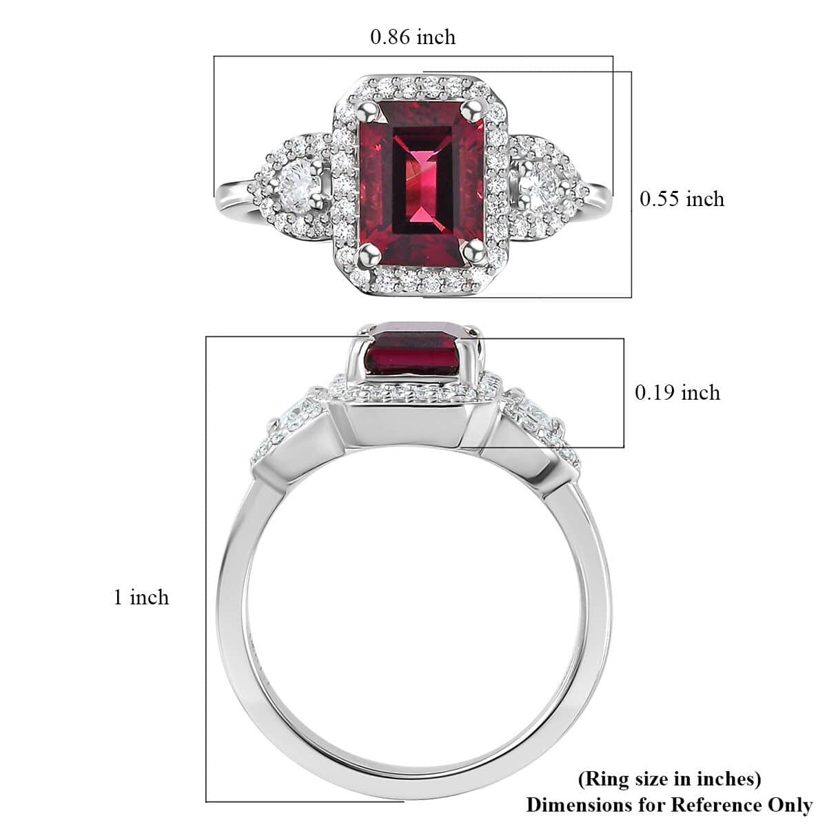 Rhapsody 950 Platinum AAAA Ouro Fino Rubellite, Diamond (E-F, VS) Ring (0.35 cts) (Size 6.0) (6.30 g) 2.65 ctw image number 5
