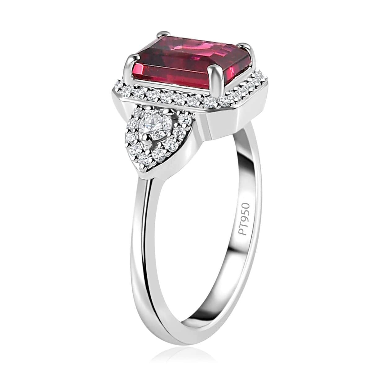 Rhapsody 950 Platinum AAAA Ouro Fino Rubellite and E-F VS2 Diamond Ring (0.35 cts) (Size 9.0) 6.30 Grams 2.65 ctw image number 3