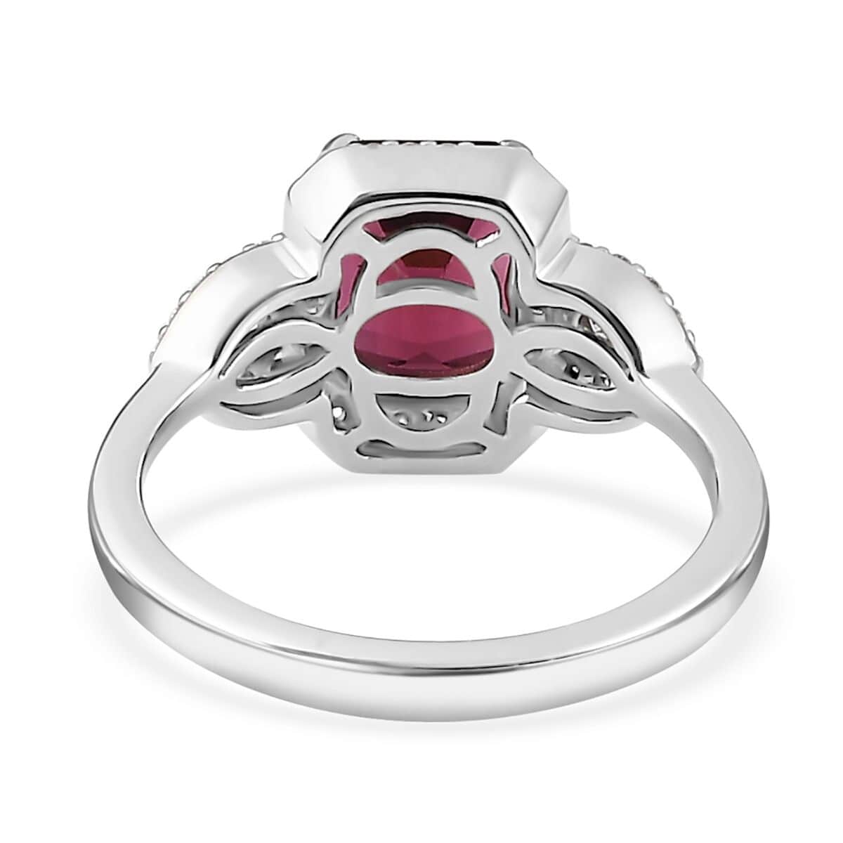 Rhapsody 950 Platinum AAAA Ouro Fino Rubellite and E-F VS2 Diamond Ring (0.35 cts) (Size 9.0) 6.30 Grams 2.65 ctw image number 4