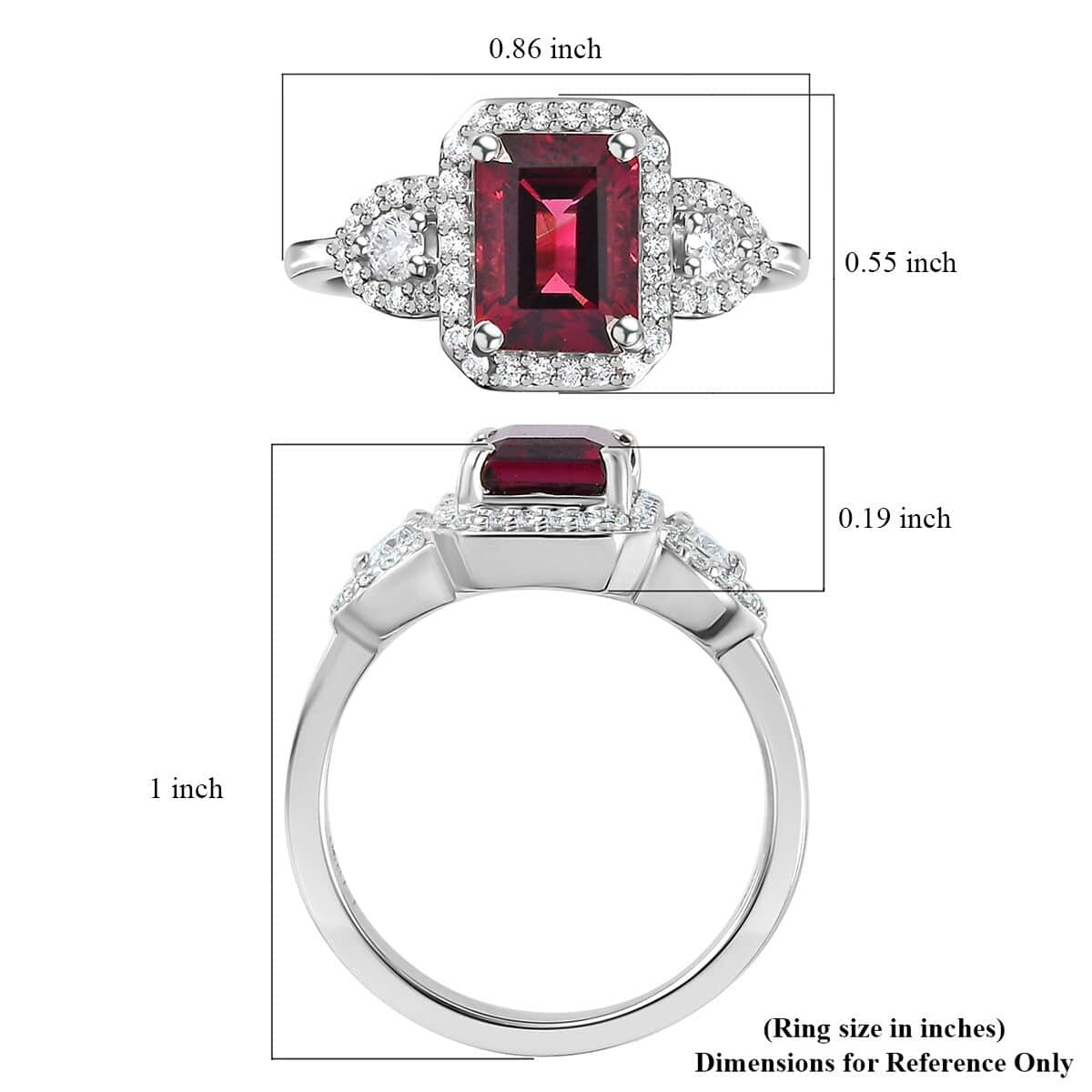 Rhapsody 950 Platinum AAAA Ouro Fino Rubellite and E-F VS2 Diamond Ring (0.35 cts) (Size 9.0) 6.30 Grams 2.65 ctw image number 5