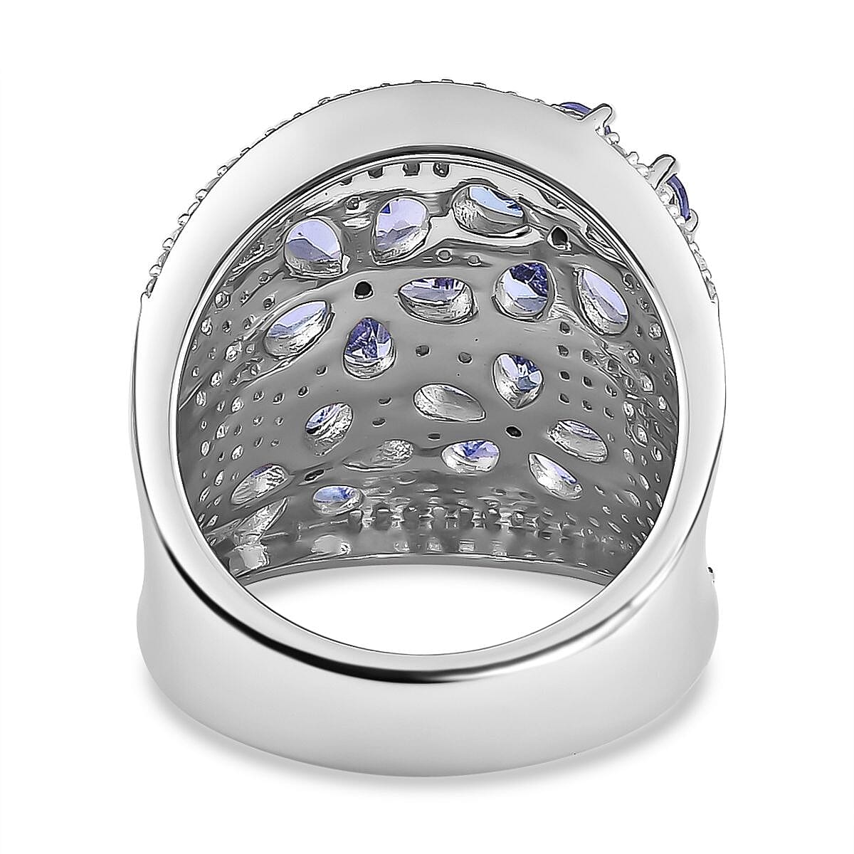 Tanzanite and Multi Gemstone Ring in Platinum Over Sterling Silver (Size 10.0) 3.90 ctw