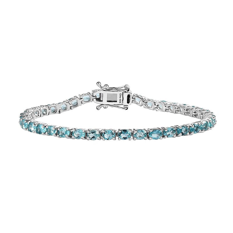 D'Joy Betroka Blue Apatite Tennis Bracelet in Platinum Over Sterling Silver (6.50 In) 6.30 ctw