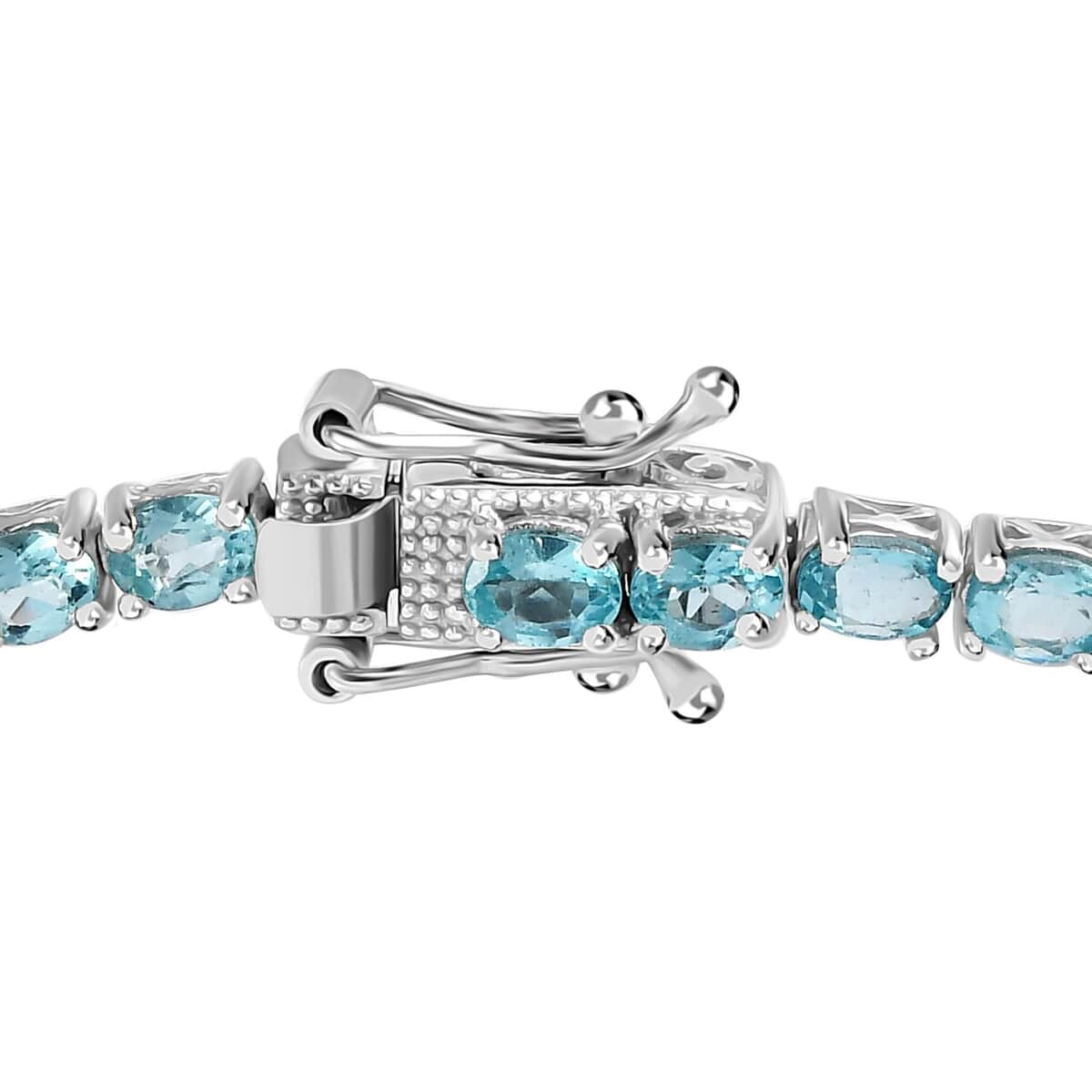 Betroka Blue Apatite Tennis Bracelet in Platinum Over Sterling Silver (6.50 In) 6.30 ctw image number 3