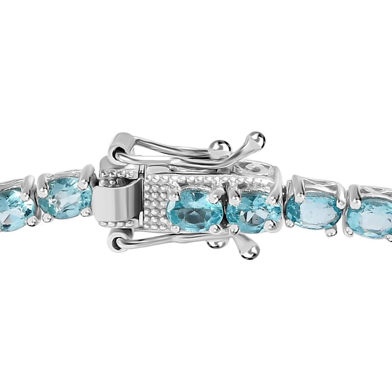 D'Joy Betroka Blue Apatite Tennis Bracelet in Platinum Over Sterling Silver (6.50 In) 6.30 ctw