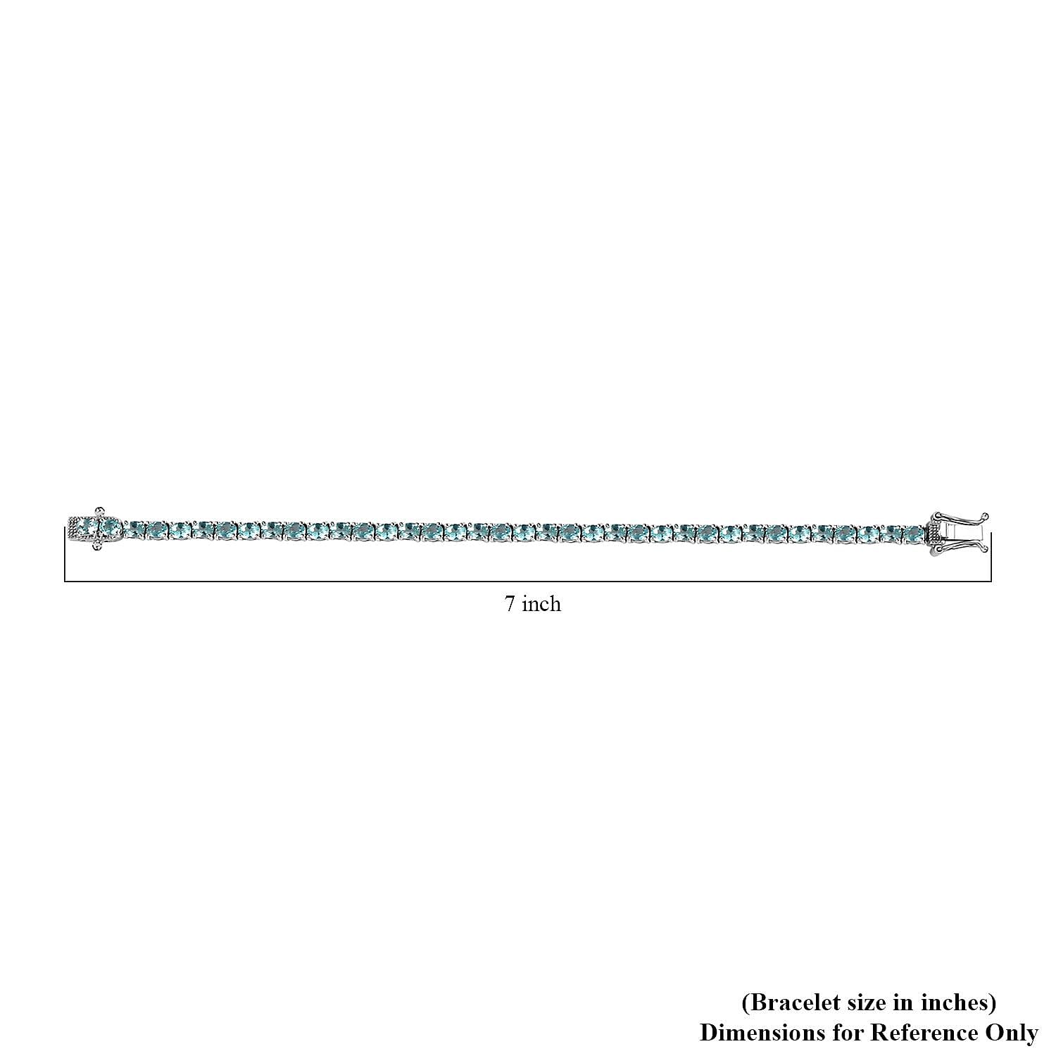 D'Joy Betroka Blue Apatite Tennis Bracelet in Platinum Over Sterling Silver (6.50 In) 6.30 ctw