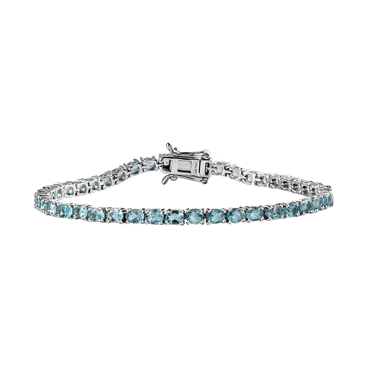 Betroka Blue Apatite Tennis Bracelet in Platinum Over Sterling Silver (7.25 In) 7.15 ctw image number 0