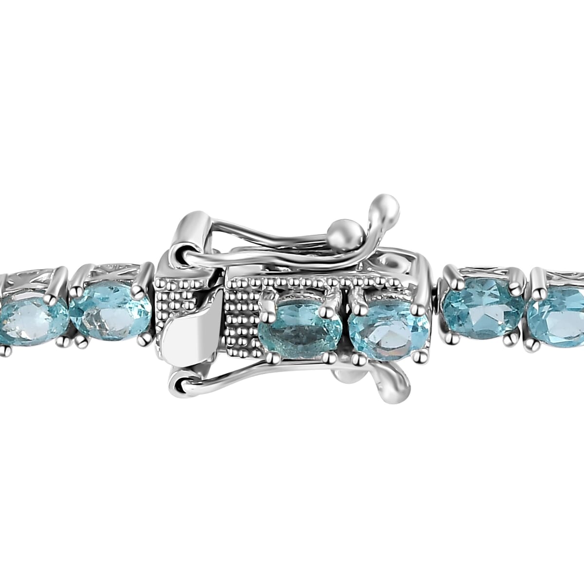 Betroka Blue Apatite Tennis Bracelet in Platinum Over Sterling Silver (7.25 In) 7.15 ctw image number 3