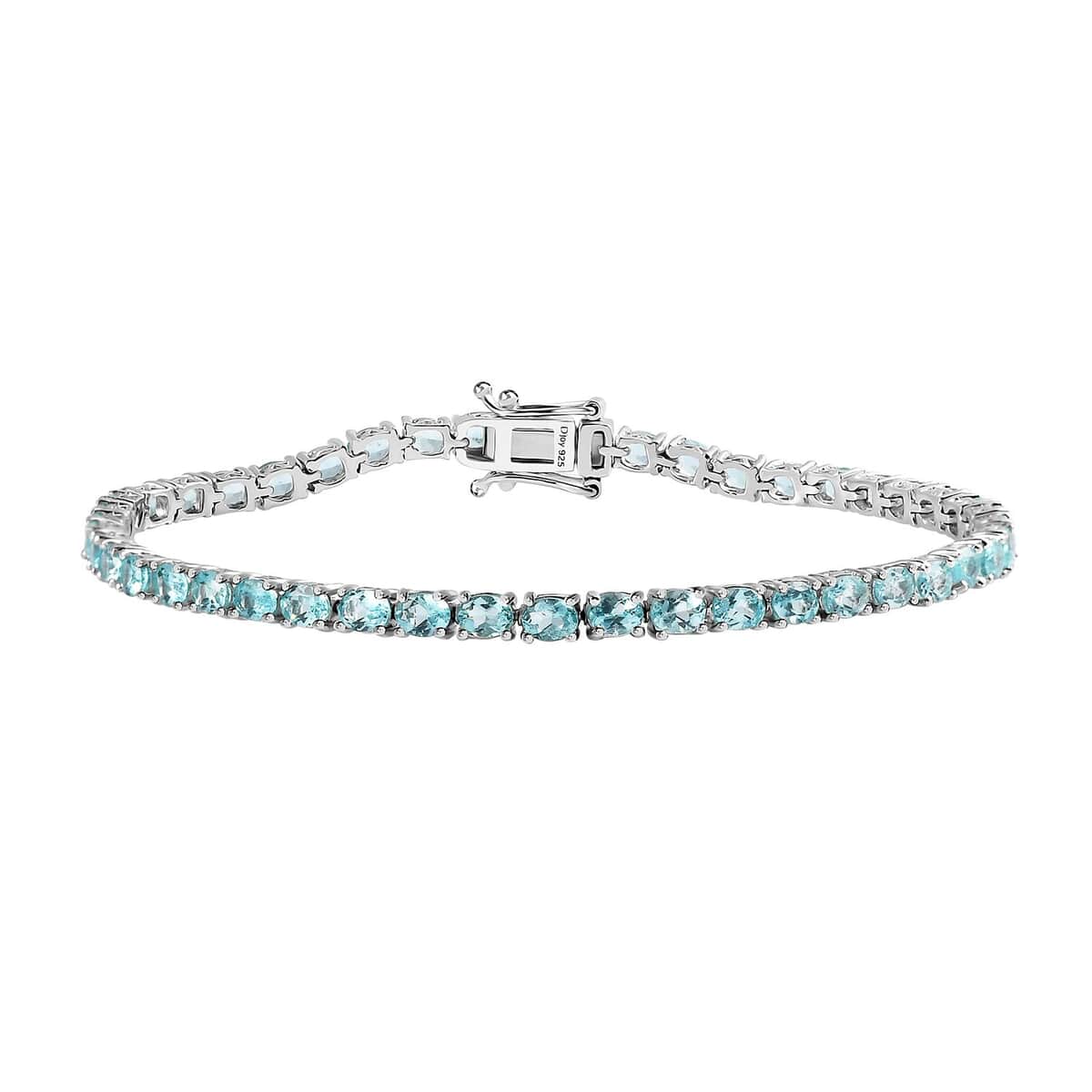 Betroka Blue Apatite Tennis Bracelet in Platinum Over Sterling Silver (8.00 In) 7.85 ctw image number 0