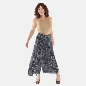 Tamsy Black Polka Dot High Waist Palazzo Split Pant - One Size Fits Most