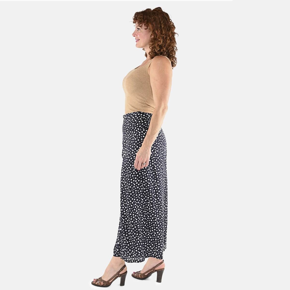 Tamsy Black Polka Dot High Waist Palazzo Split Pant - One Size Fits Most image number 2