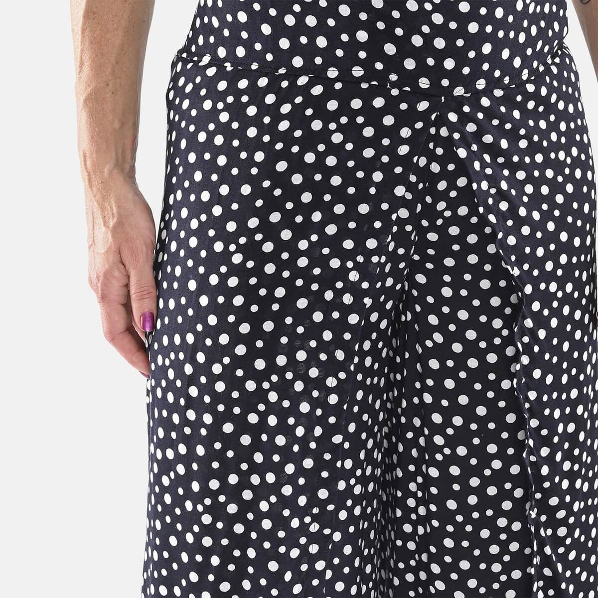 Tamsy Black Polka Dot High Waist Palazzo Split Pant - One Size Fits Most image number 4