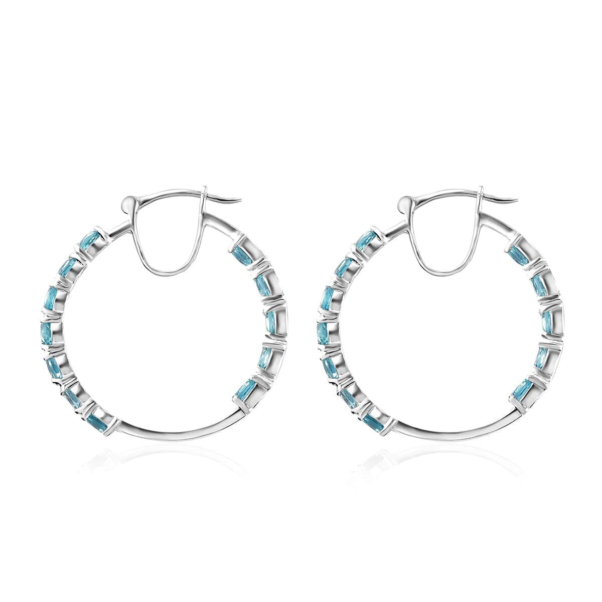 Betroka Blue Apatite Inside Out Hoop Earrings in Platinum Over Sterling Silver 4.50 ctw image number 3