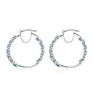 Betroka Blue Apatite Inside Out Hoop Earrings in Platinum Over Sterling Silver 4.50 ctw