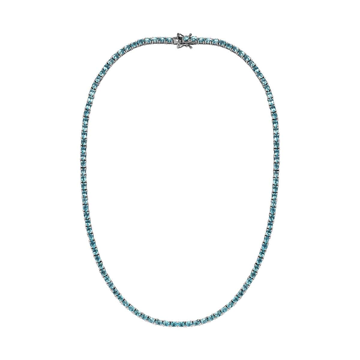Betroka Blue Apatite Tennis Necklace 18 Inches in Platinum Over Sterling Silver 18.35 ctw image number 0