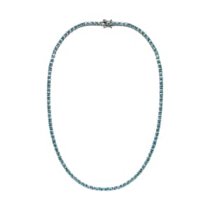 Betroka Blue Apatite Tennis Necklace 18 Inches in Platinum Over Sterling Silver 18.35 ctw