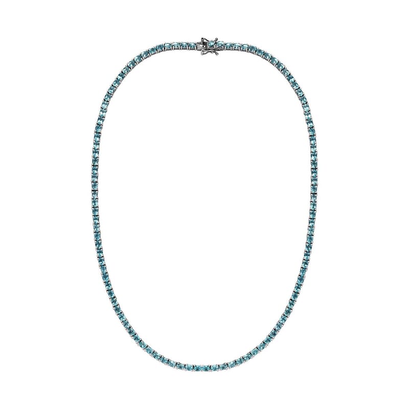 Betroka Blue Apatite Tennis Necklace 18 Inches in Platinum Over Sterling Silver 18.35 ctw