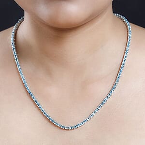 Betroka Blue Apatite Tennis Necklace 18 Inches in Platinum Over Sterling Silver 18.35 ctw