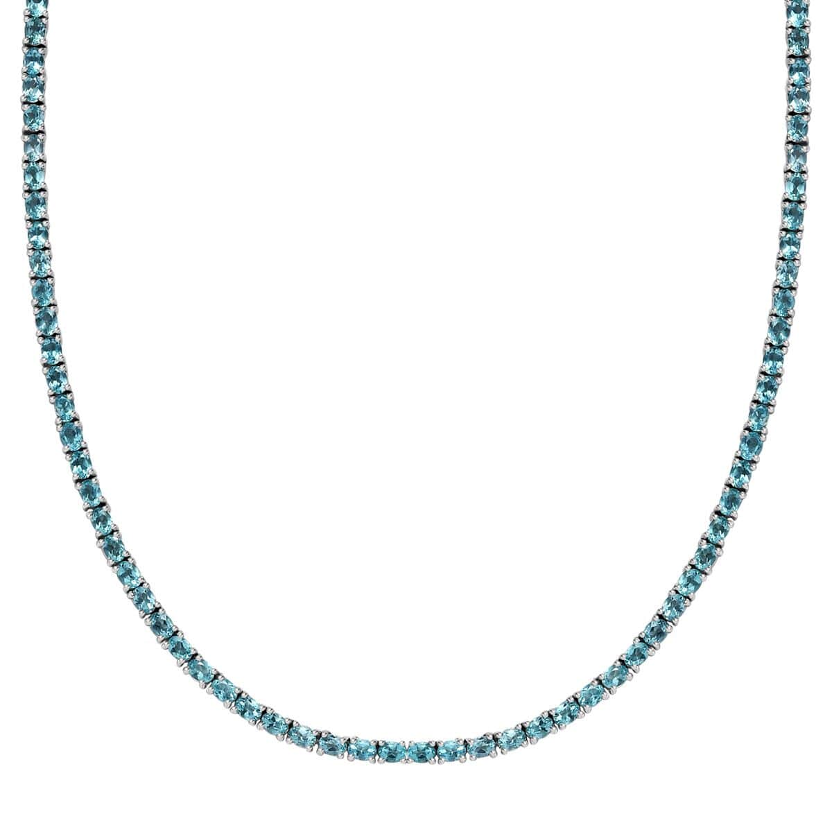 Betroka Blue Apatite Tennis Necklace 18 Inches in Platinum Over Sterling Silver 18.35 ctw image number 3