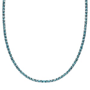 Betroka Blue Apatite Tennis Necklace 18 Inches in Platinum Over Sterling Silver 18.35 ctw