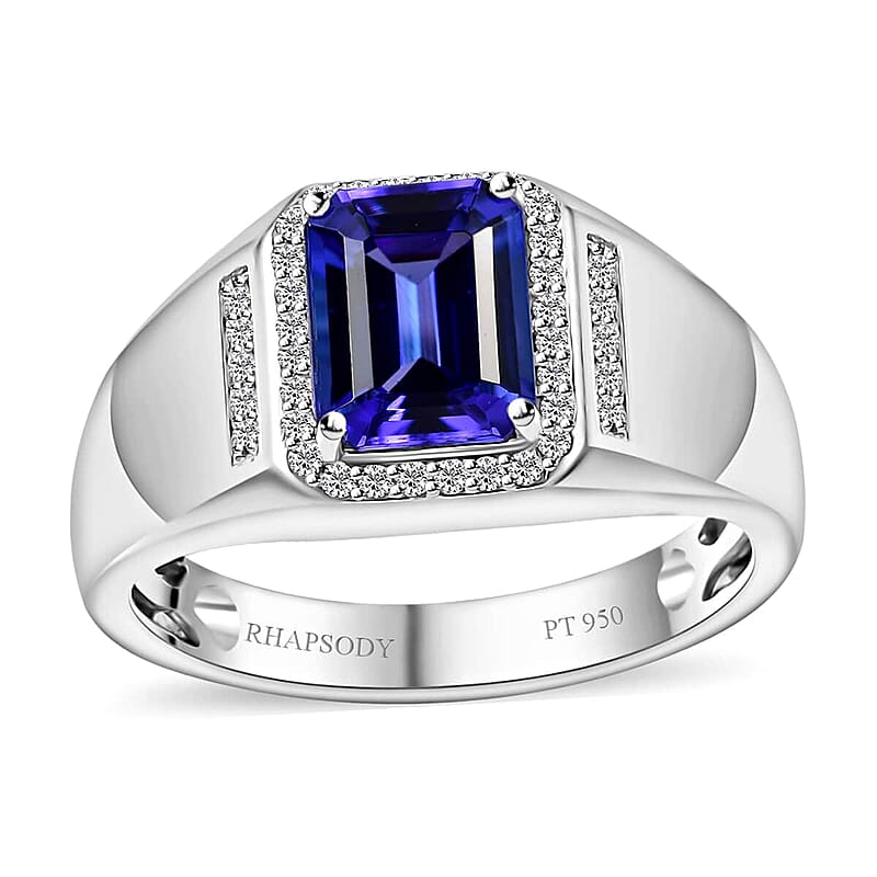 Rhapsody AAAA Tanzanite and E-F VS2 Diamond 2.75 ctw Scarlet Sentinel Ring in 950 Platinum (Size  10.0) 10.90 Grams