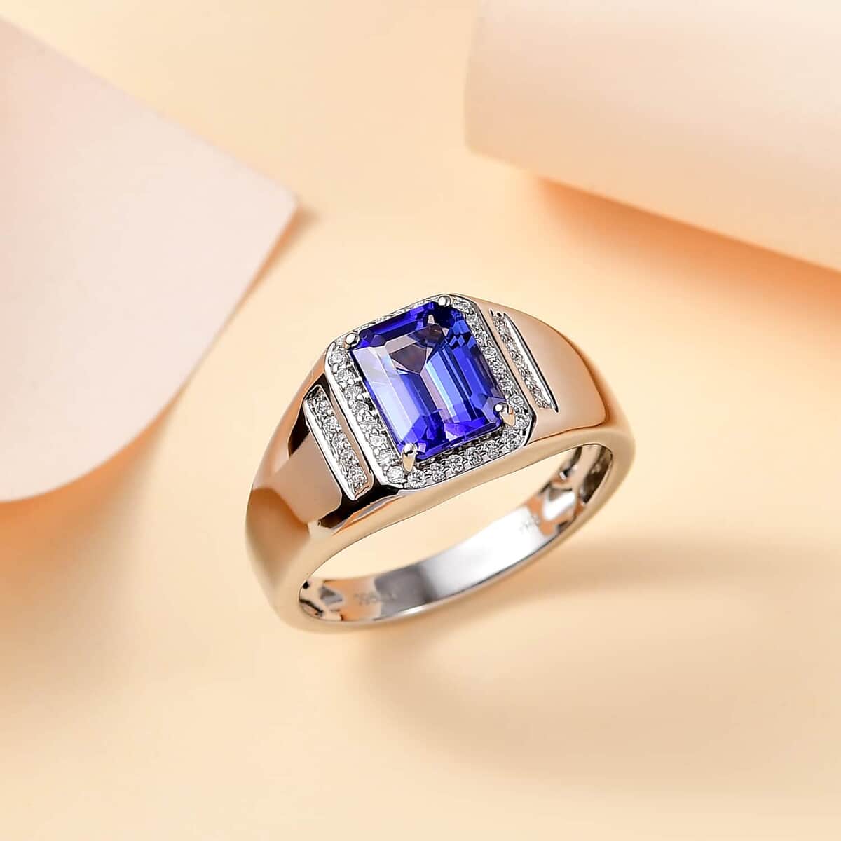 Rhapsody AAAA Tanzanite and E-F VS2 Diamond 2.75 ctw Men's Ring in 950 Platinum (Size 10.0) 10.90 Grams image number 1