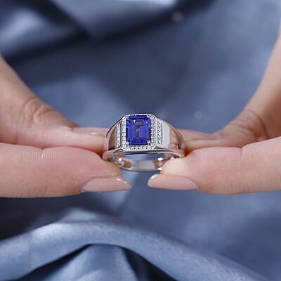 Rhapsody AAAA Tanzanite and E-F VS2 Diamond 2.75 ctw Scarlet Sentinel Ring in 950 Platinum (Size  10.0) 10.90 Grams