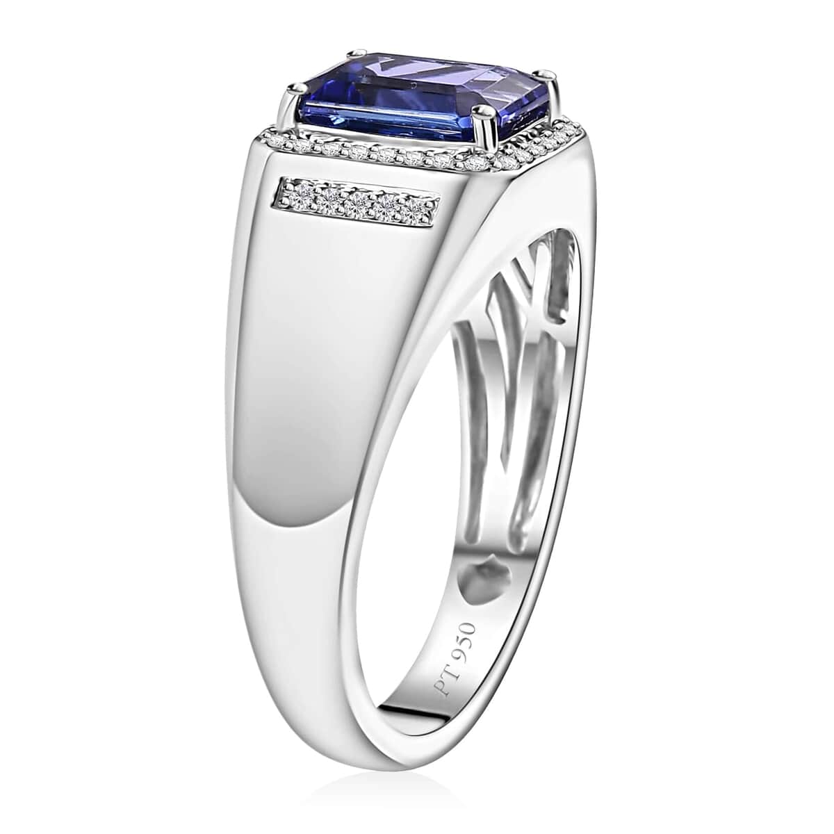 Rhapsody AAAA Tanzanite and E-F VS2 Diamond 2.75 ctw Men's Ring in 950 Platinum (Size 10.0) 10.90 Grams image number 3