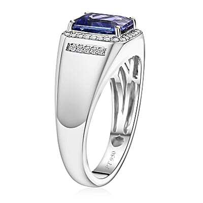 Rhapsody AAAA Tanzanite and E-F VS2 Diamond 2.75 ctw Scarlet Sentinel Ring in 950 Platinum (Size  10.0) 10.90 Grams