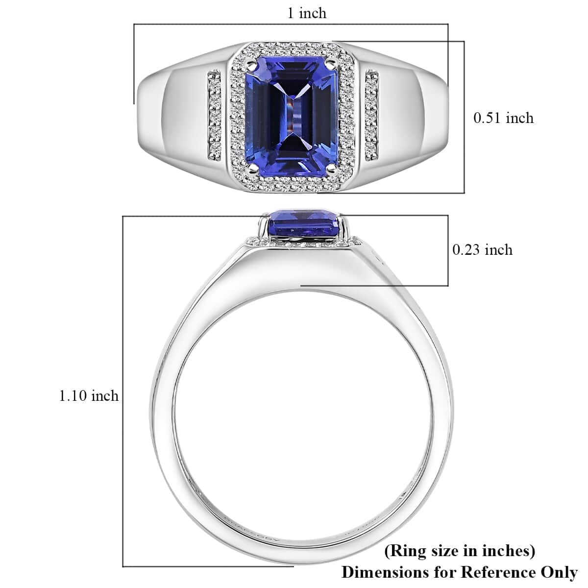 Rhapsody AAAA Tanzanite and E-F VS2 Diamond 2.75 ctw Men's Ring in 950 Platinum (Size 10.0) 10.90 Grams image number 5