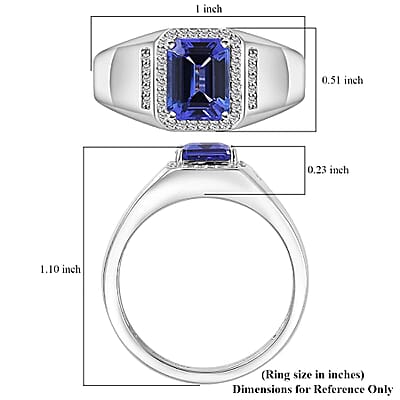Rhapsody AAAA Tanzanite and E-F VS2 Diamond 2.75 ctw Scarlet Sentinel Ring in 950 Platinum (Size  10.0) 10.90 Grams