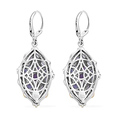 Tanzanite Lever Back Earrings in 14K YG and Platinum Over Sterling Silver 5.50 ctw