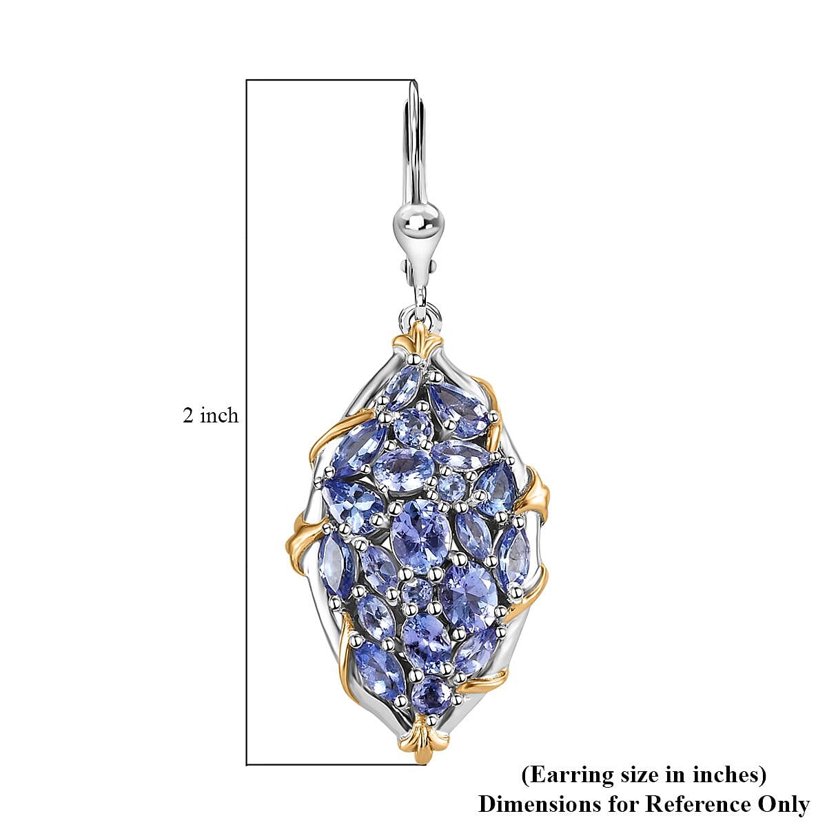Tanzanite Lever Back Earrings in 14K YG and Platinum Over Sterling Silver 5.50 ctw