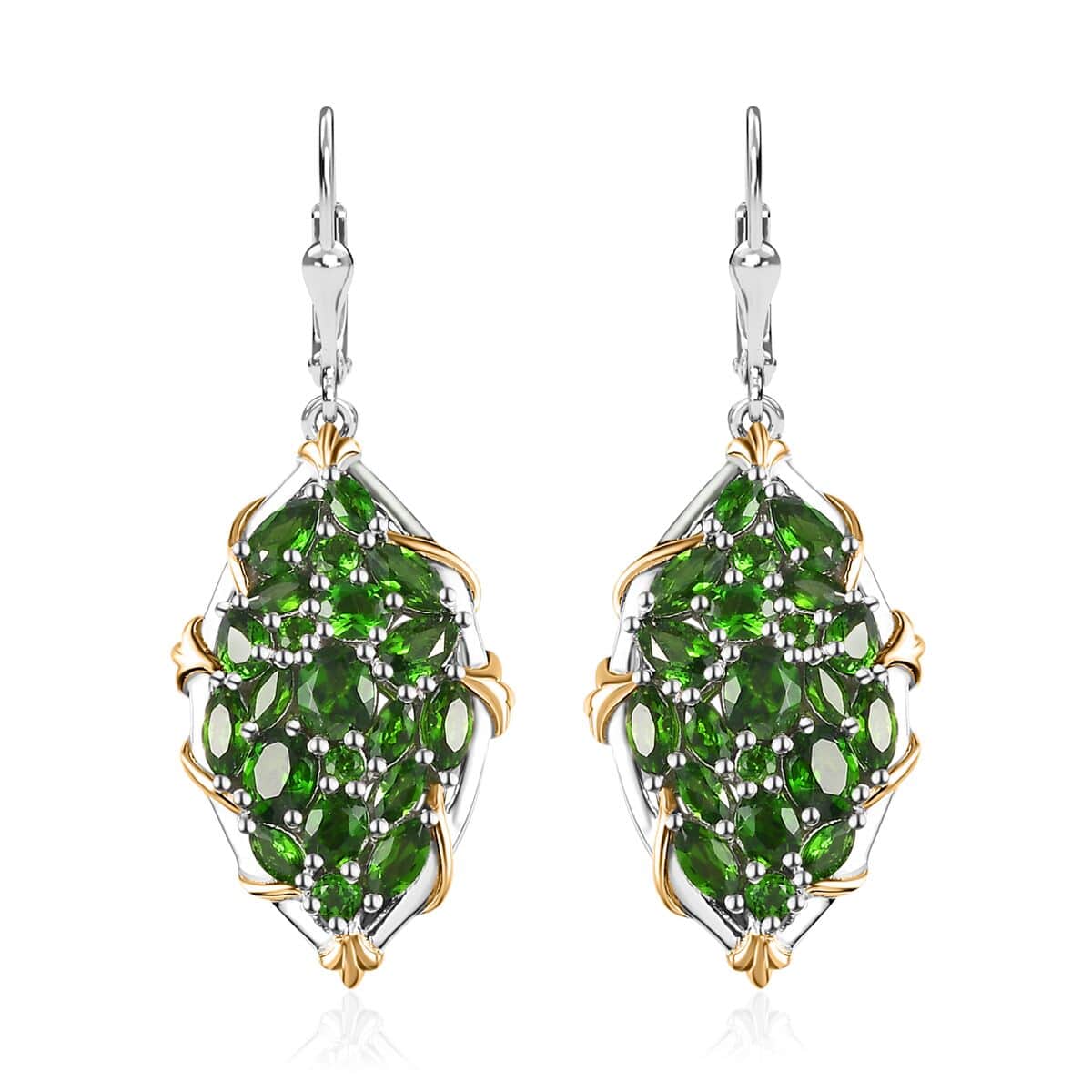 Chrome Diopside Lever Back Earrings in Vermeil YG and Platinum Over Sterling Silver 6.20 ctw image number 0