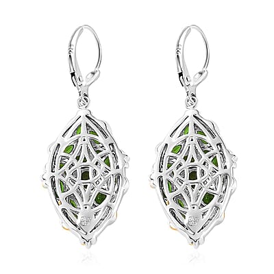 Chrome Diopside Lever Back Earrings in Vermeil YG and Platinum Over Sterling Silver 6.20 ctw