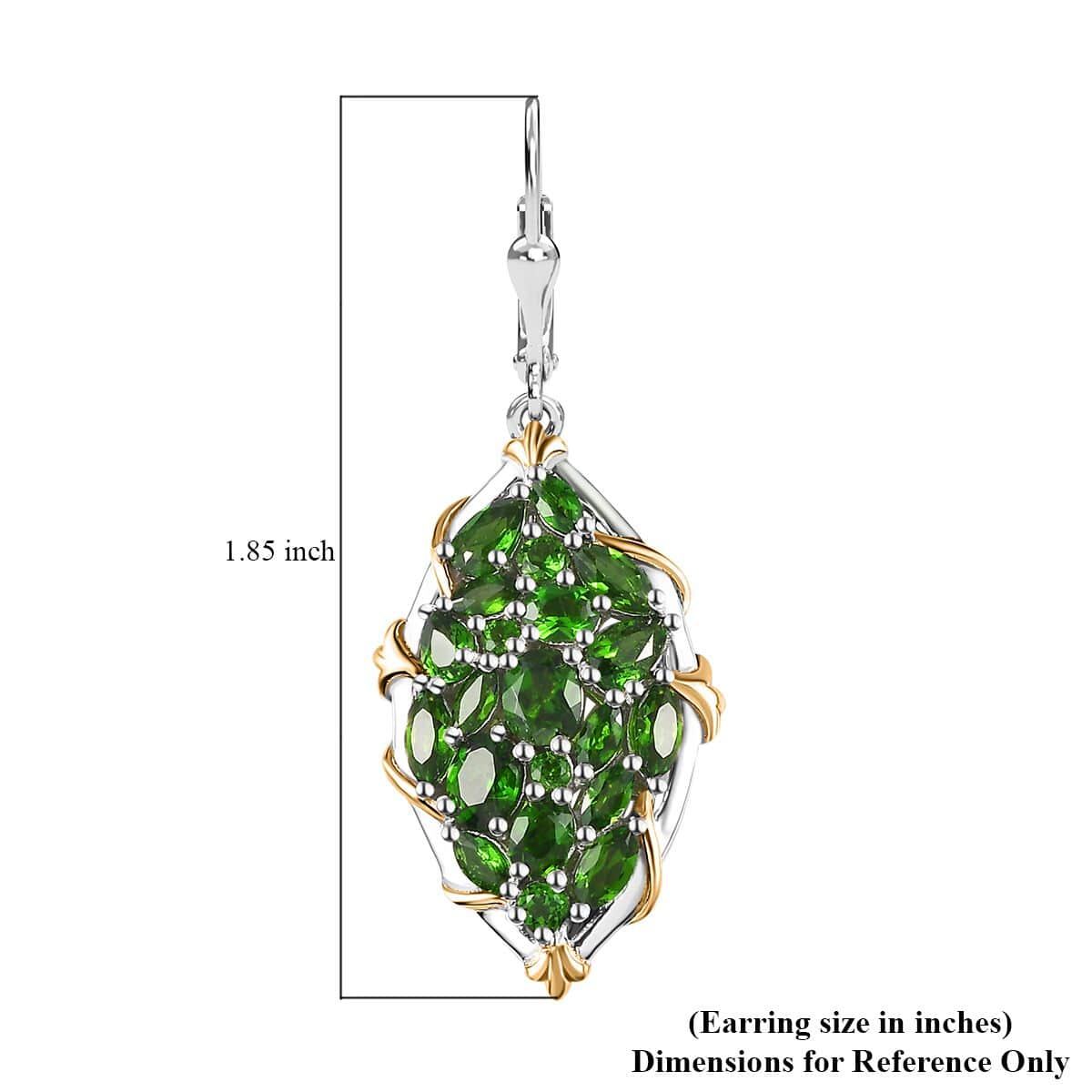 Chrome Diopside Lever Back Earrings in Vermeil YG and Platinum Over Sterling Silver 6.20 ctw image number 5