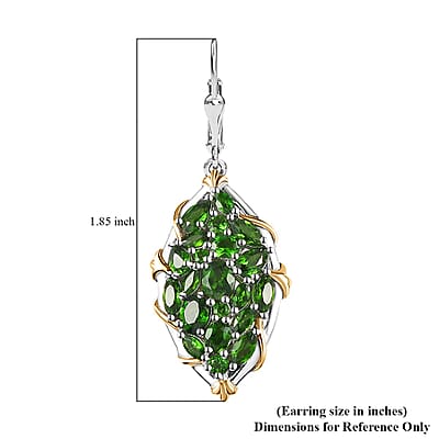 Chrome Diopside Lever Back Earrings in Vermeil YG and Platinum Over Sterling Silver 6.20 ctw