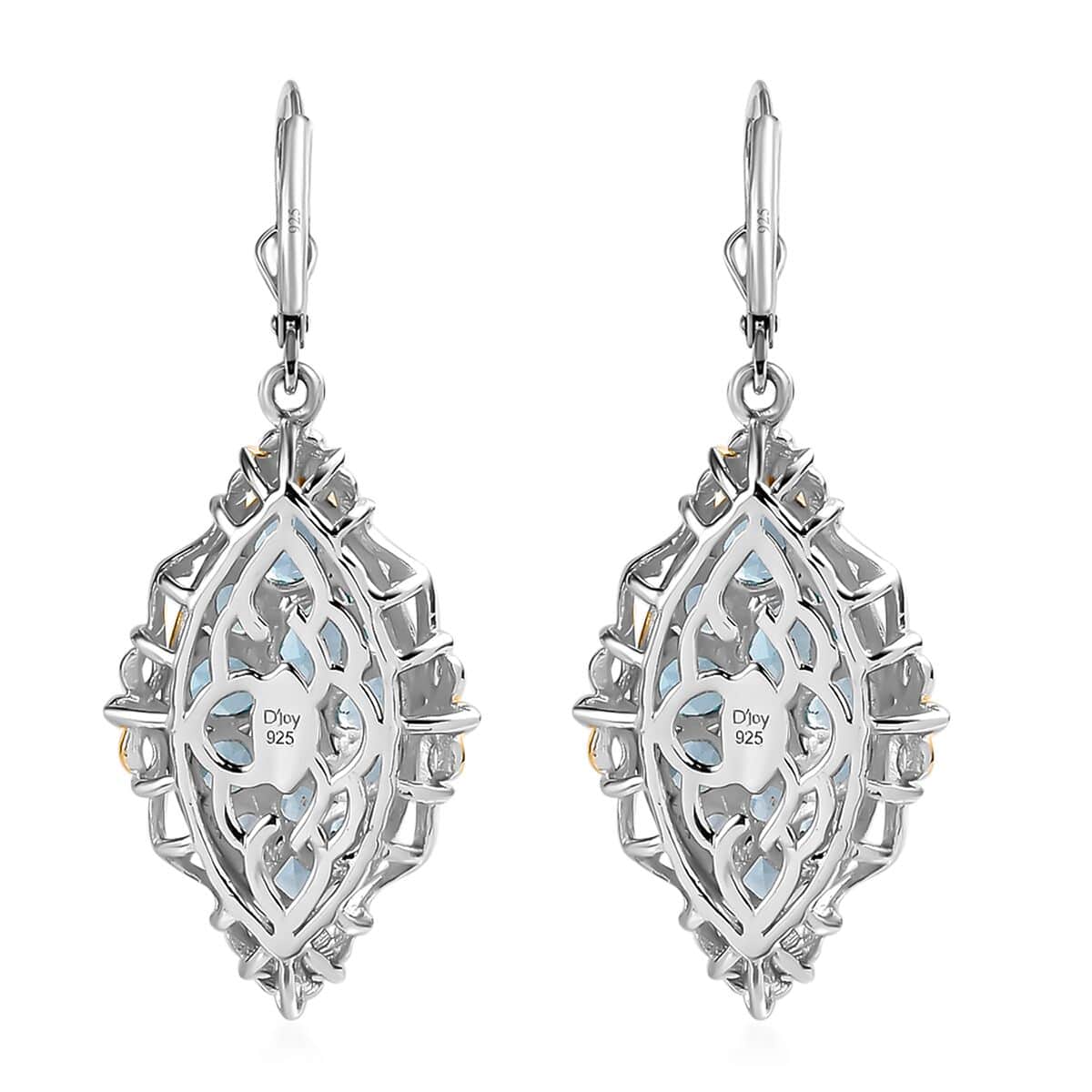 Betroka Blue Apatite Lever Back Earrings in Vermeil Yellow Gold and Platinum Over Sterling Silver 5.20 ctw image number 4