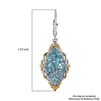 Betroka Blue Apatite Lever Back Earrings in Vermeil Yellow Gold and Platinum Over Sterling Silver 5.20 ctw