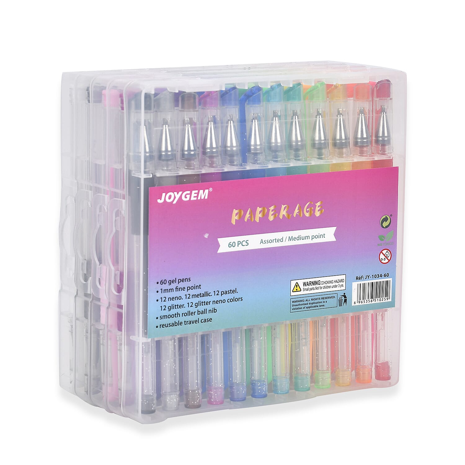 60 Pack Gel Pens Set with Storage Box for Coloring Books Drawing Painting Writing
